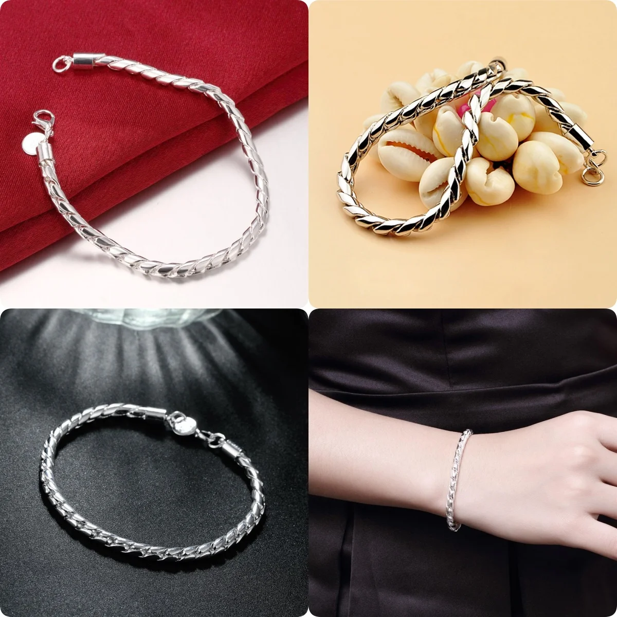 925 sterling silver thick twisted rope chain Bracelets for women Fashion Party Wedding Accessories Jewelry Christmas Gifts
925 sterling silver thick twisted rope chain Bracelets for women Fashion Party Wedding Accessories Jewelry Christmas Gifts