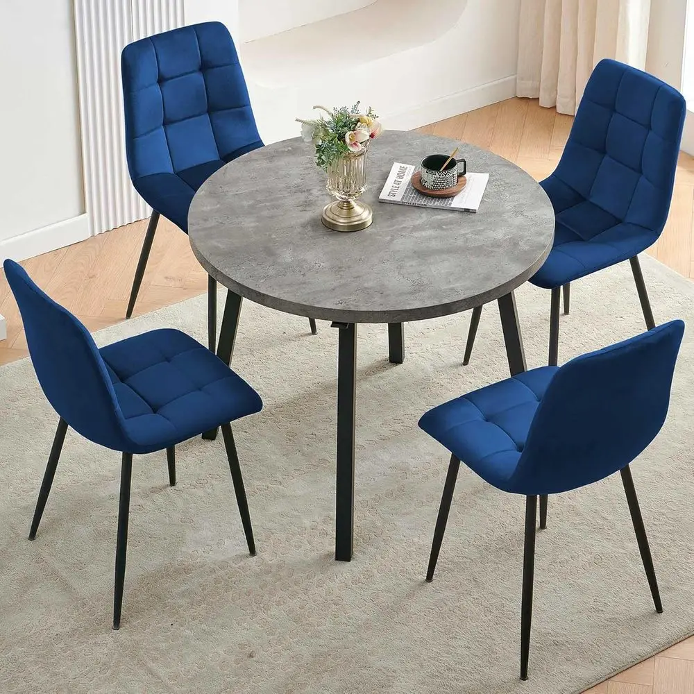 5-Piece Round Dining Set with Grey Engineered Wood Coffee Table and Velvet Chairs
5-Piece Round Dining Set with Grey Engineered Wood Coffee Table and Velvet Chairs