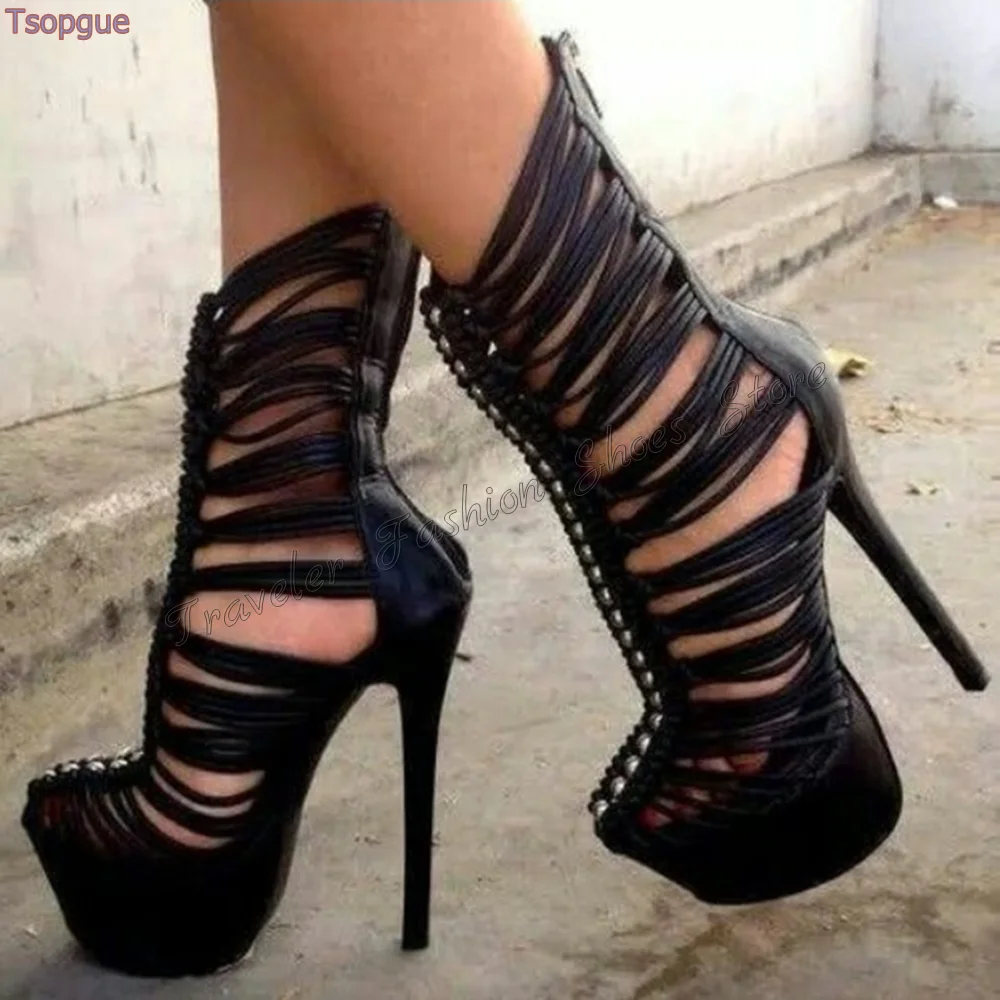 Black Platform Strappy Decor Sandals Back Zipper Thin High Heels High Heel Shoes for Women Heels 2024 New Zapatos Para Mujere
Black Platform Strappy Decor Sandals Back Zipper Thin High Heels High Heel Shoes for Women Heels 2024 New Zapatos Para Mujere