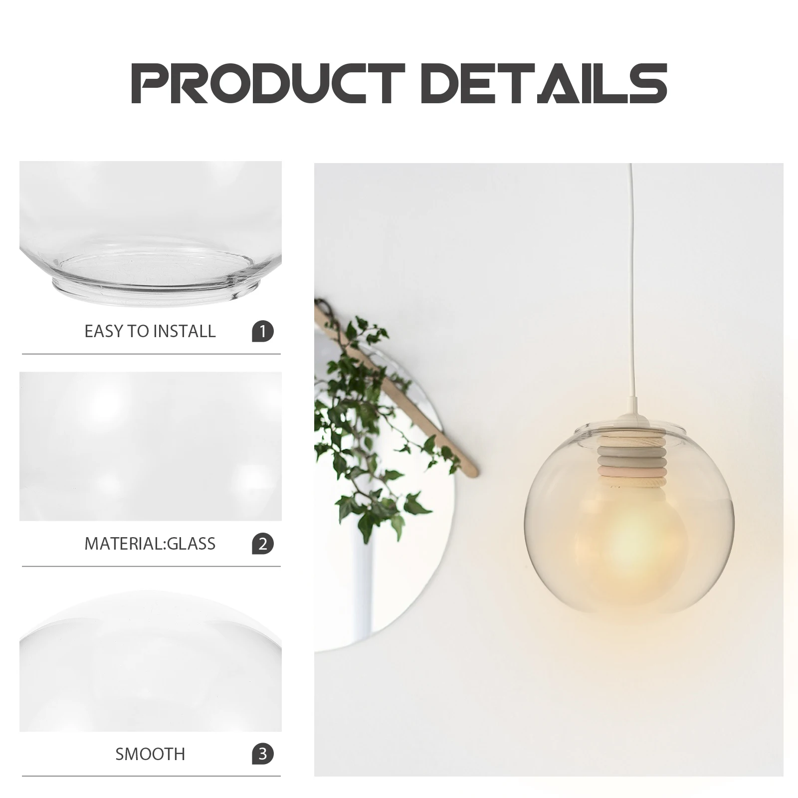 Shade Replacement Spherical Glass Lampshade Globe Light Globes for Pendant Decorative Covers
Shade Replacement Spherical Glass Lampshade Globe Light Globes for Pendant Decorative Covers