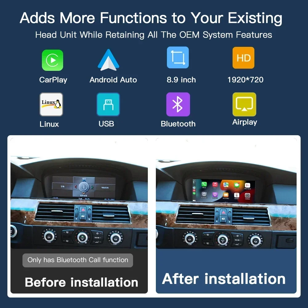 2025 Hot Sell Android Auto Wireless Car Multimedia Touch Screen 2010-2012 for BMW E60/E63/E64/E90/E93 Linux Carplay
2025 Hot Sell Android Auto Wireless Car Multimedia Touch Screen 2010-2012 for BMW E60/E63/E64/E90/E93 Linux Carplay