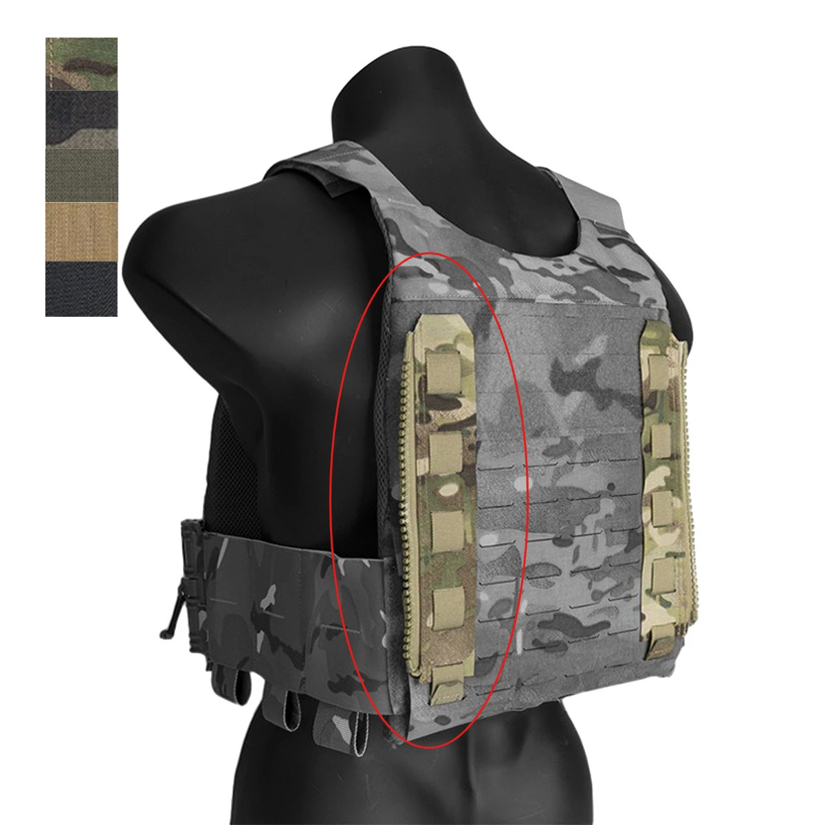 Tactical Back Panel Zipper MOLLE Adapter 500D Nylon Lightweight Versatile For Rear Pack Plate Carrier 3950 Vest Hunting