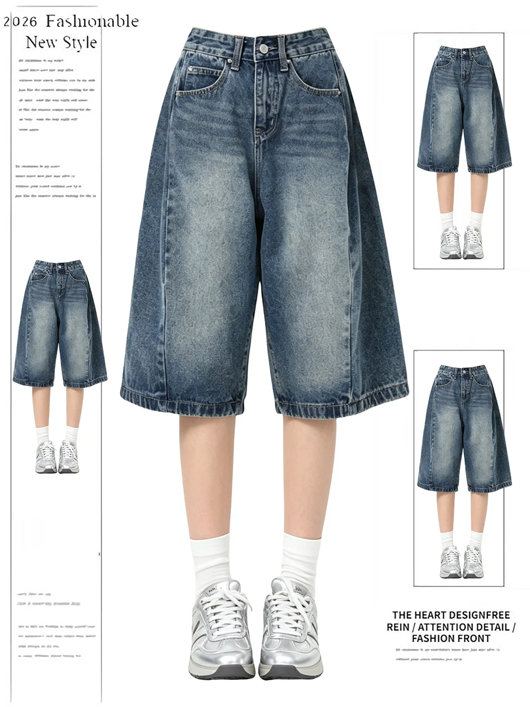 Retro American Washed Denim Five-Point Shorts Women's Summer New Loose Versatile Slim Wide Leg Casual Shorts Blue
Retro American Washed Denim Five-Point Shorts Women's Summer New Loose Versatile Slim Wide Leg Casual Shorts Blue