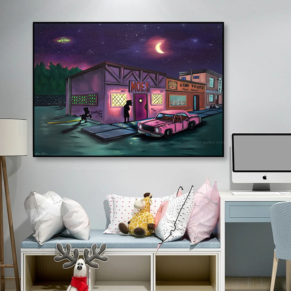 Disney Simpson Poster Night Mo's Tavern Purple Cartoon Car Canvas Print Wall Art Bedroom Living Room and Home Decor Cute Prints
Disney Simpson Poster Night Mo's Tavern Purple Cartoon Car Canvas Print Wall Art Bedroom Living Room and Home Decor Cute Prints