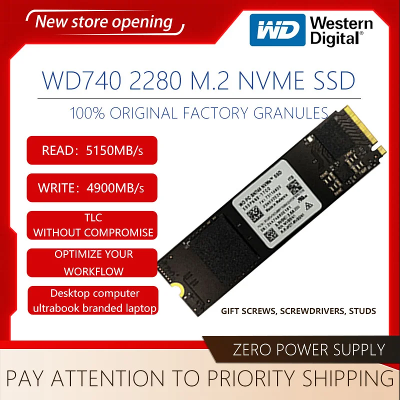 Western Digital SN740 1TB M.2 2280 Gen4 PCle 4.0 NVMe Desktop Notebook Superbook Universal
Western Digital SN740 1TB M.2 2280 Gen4 PCle 4.0 NVMe Desktop Notebook Superbook Universal