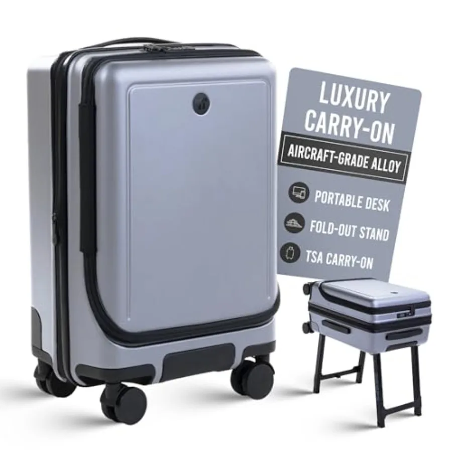 Business travel carry-on luggage, polycarbonate, black, expandable lightweight design with built-in desk stand and TSA-approved
Business travel carry-on luggage, polycarbonate, black, expandable lightweight design with built-in desk stand and TSA-approved