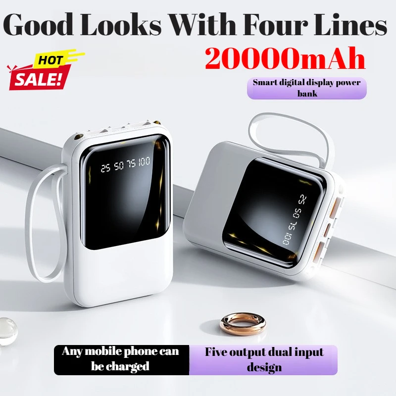66W Fast Charging 20000mAh Large Capacity Mini Comes with Line Power Bank Fast Charging Portable Mobile Power Supply for Xiaomi
66W Fast Charging 20000mAh Large Capacity Mini Comes with Line Power Bank Fast Charging Portable Mobile Power Supply for Xiaomi