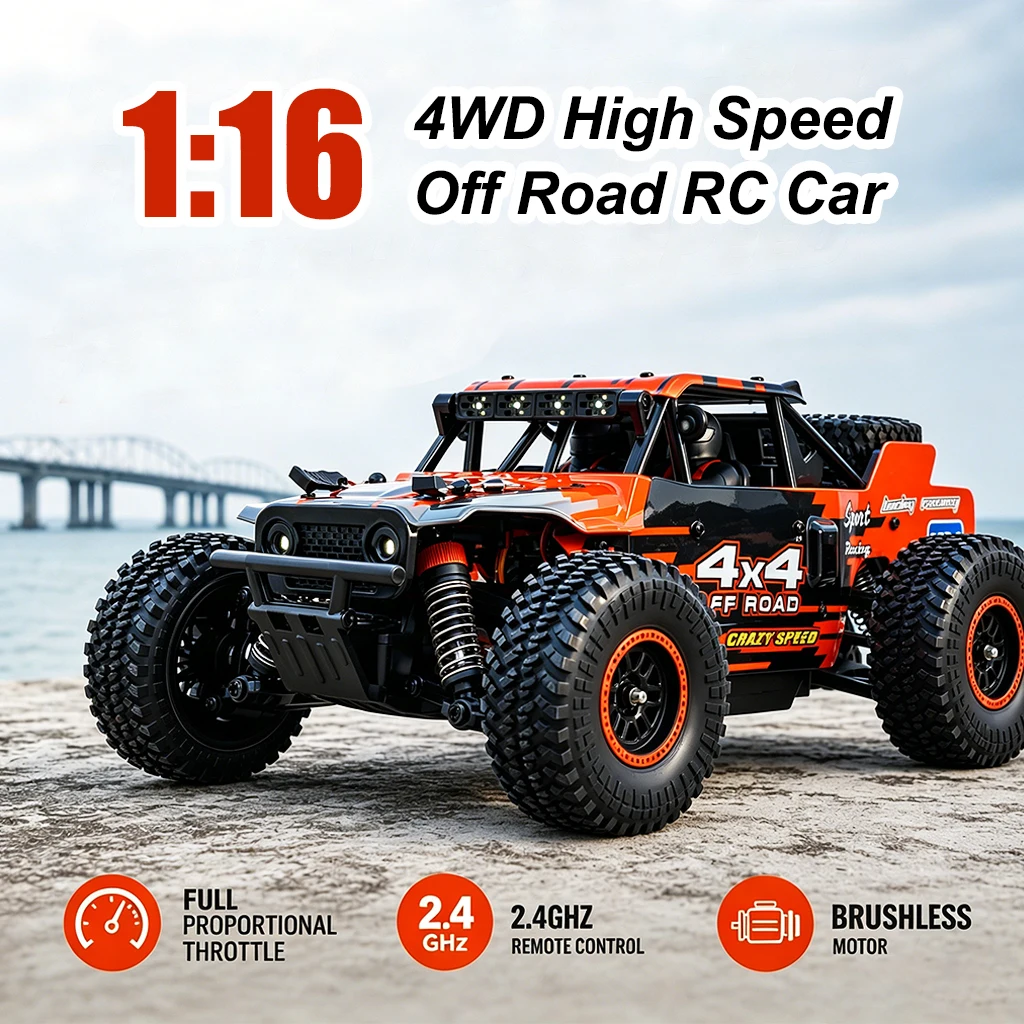 ZNLYRION RC Monster SG202MAX Scale1:16 Truck 4WD Brushless 55KM/H 2.4G Remote Control Off-Road Car with LED Lights for Boys Adults
ZNLYRION RC Monster SG202MAX Scale1:16 Truck 4WD Brushless 55KM/H 2.4G Remote Control Off-Road Car with LED Lights for Boys Adults