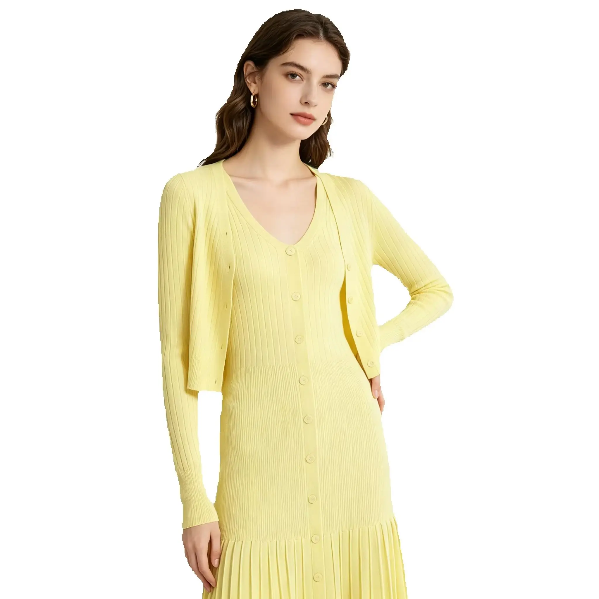 High Quality Spring And Autumn New Fashionable Knitted Women's Round Neck Long Sleeved Top Jacket+Sleeveless Dress Set
High Quality Spring And Autumn New Fashionable Knitted Women's Round Neck Long Sleeved Top Jacket+Sleeveless Dress Set