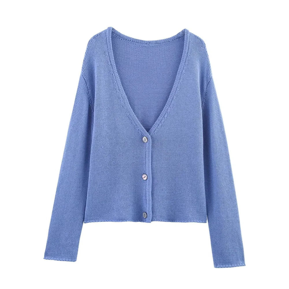 ZARF women's V-neck long sleeved knitted jacket with buckle decoration for spring and summer new casual women's wear
ZARF women's V-neck long sleeved knitted jacket with buckle decoration for spring and summer new casual women's wear
