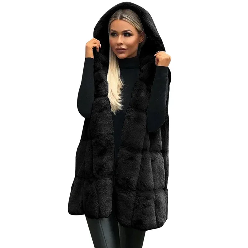 Autumn and Winter Women Hooded Soild Faux Fur Vest New Thick Warm Jacket New Sleeveless Ladies Long Vest Fur Jacket Solid Color
Autumn and Winter Women Hooded Soild Faux Fur Vest New Thick Warm Jacket New Sleeveless Ladies Long Vest Fur Jacket Solid Color