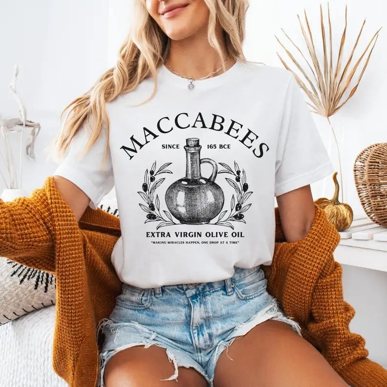 The Maccabees Olive Oil Hanukkah Funny T-shirt High Quality Cotton Regular Short Sleeve Graphic T Shirts Unisex Casual Style
The Maccabees Olive Oil Hanukkah Funny T-shirt High Quality Cotton Regular Short Sleeve Graphic T Shirts Unisex Casual Style