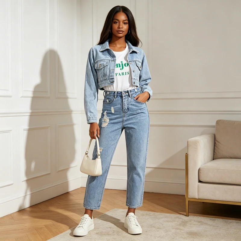 Denim Jacket Women Vintage Short Coat Washed Distressed Single Breasted Turn Down Collar Outerwear Streetwear Spring 2026
Denim Jacket Women Vintage Short Coat Washed Distressed Single Breasted Turn Down Collar Outerwear Streetwear Spring 2026