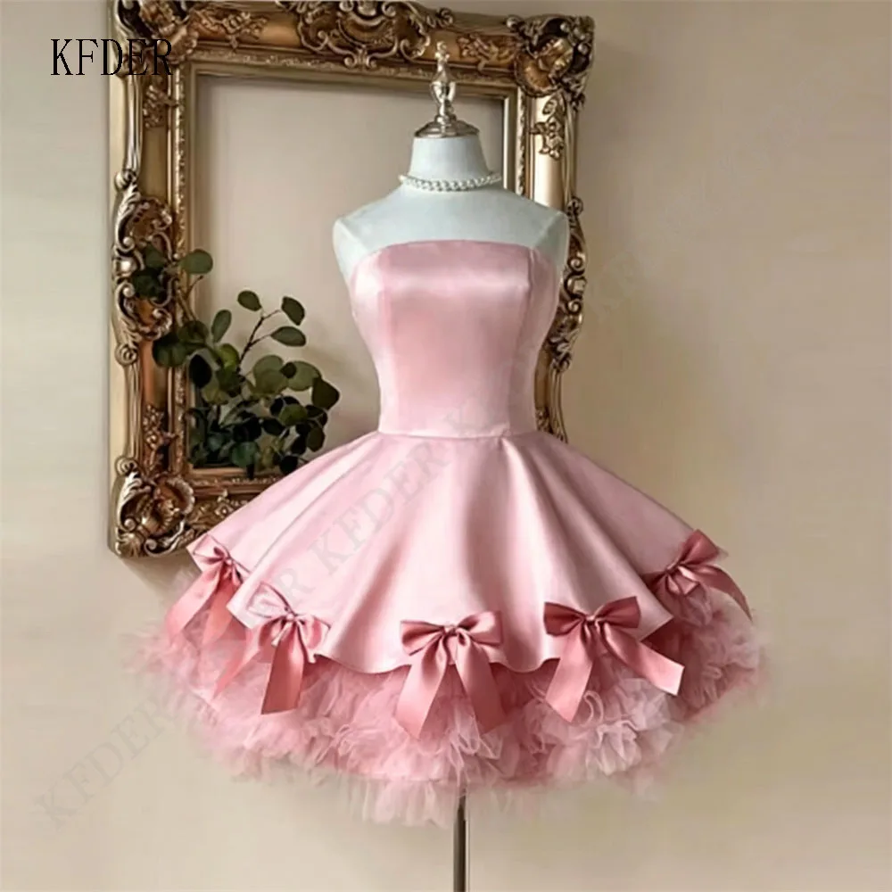 Customized Cocktail Blush Pink Bow Satin Ball Gown Tulle Bodice Mini Length Bridal & Wedding Guest Attire Dresses Dress
Customized Cocktail Blush Pink Bow Satin Ball Gown Tulle Bodice Mini Length Bridal & Wedding Guest Attire Dresses Dress