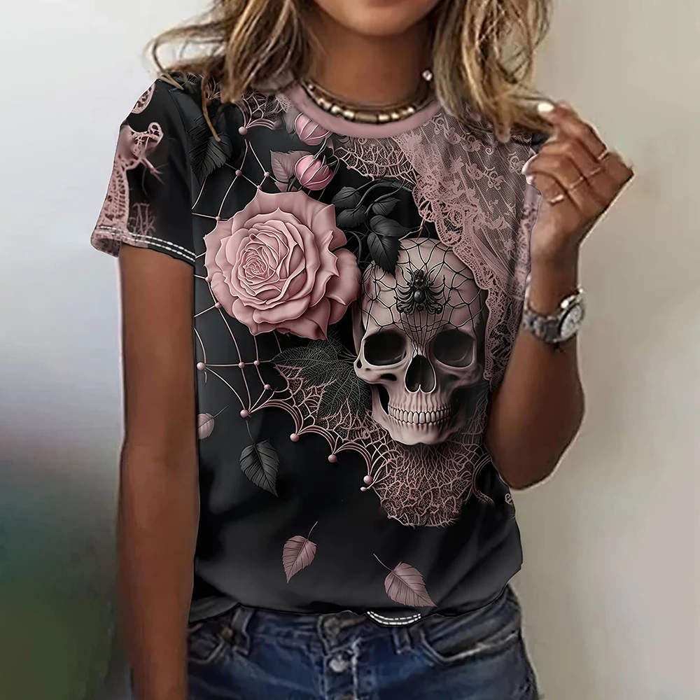 Funny 3D Skulls Print Women's T-Shirts Hip Hop Gothic Harajuku Female Clothing Fashion Rose Short Sleeve Casual O-neck Loose Top
Funny 3D Skulls Print Women's T-Shirts Hip Hop Gothic Harajuku Female Clothing Fashion Rose Short Sleeve Casual O-neck Loose Top