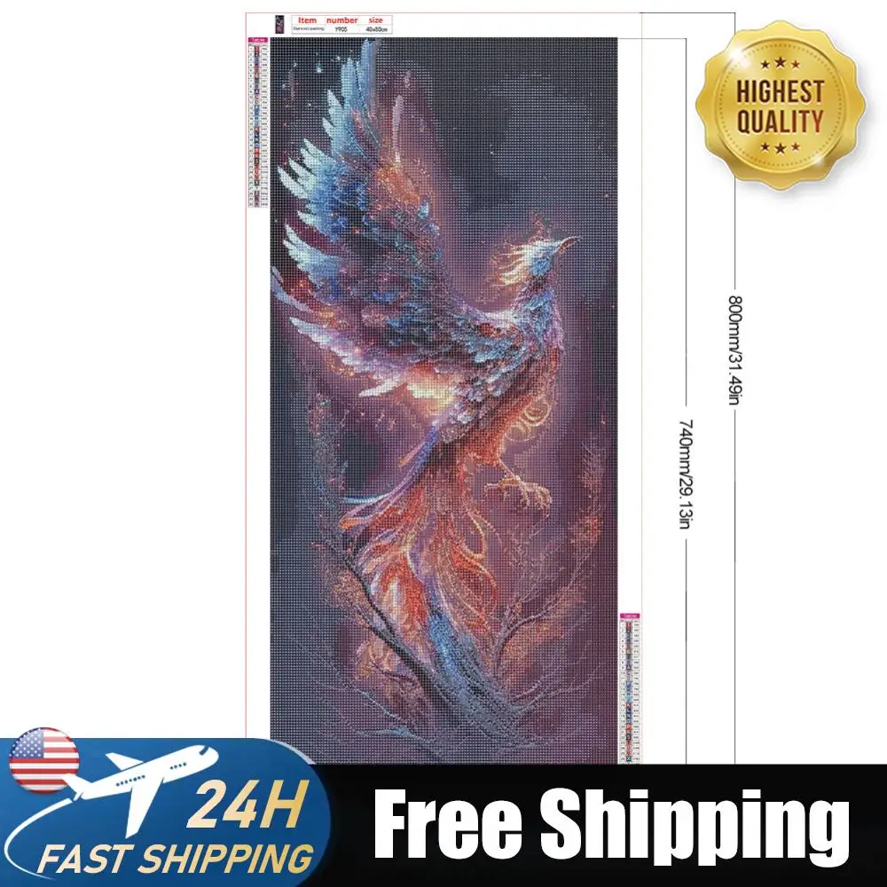Phoenix 5D DIY Full Drill Round Diamond Painting Kit Home Wall Decor 40x80cm
Phoenix 5D DIY Full Drill Round Diamond Painting Kit Home Wall Decor 40x80cm