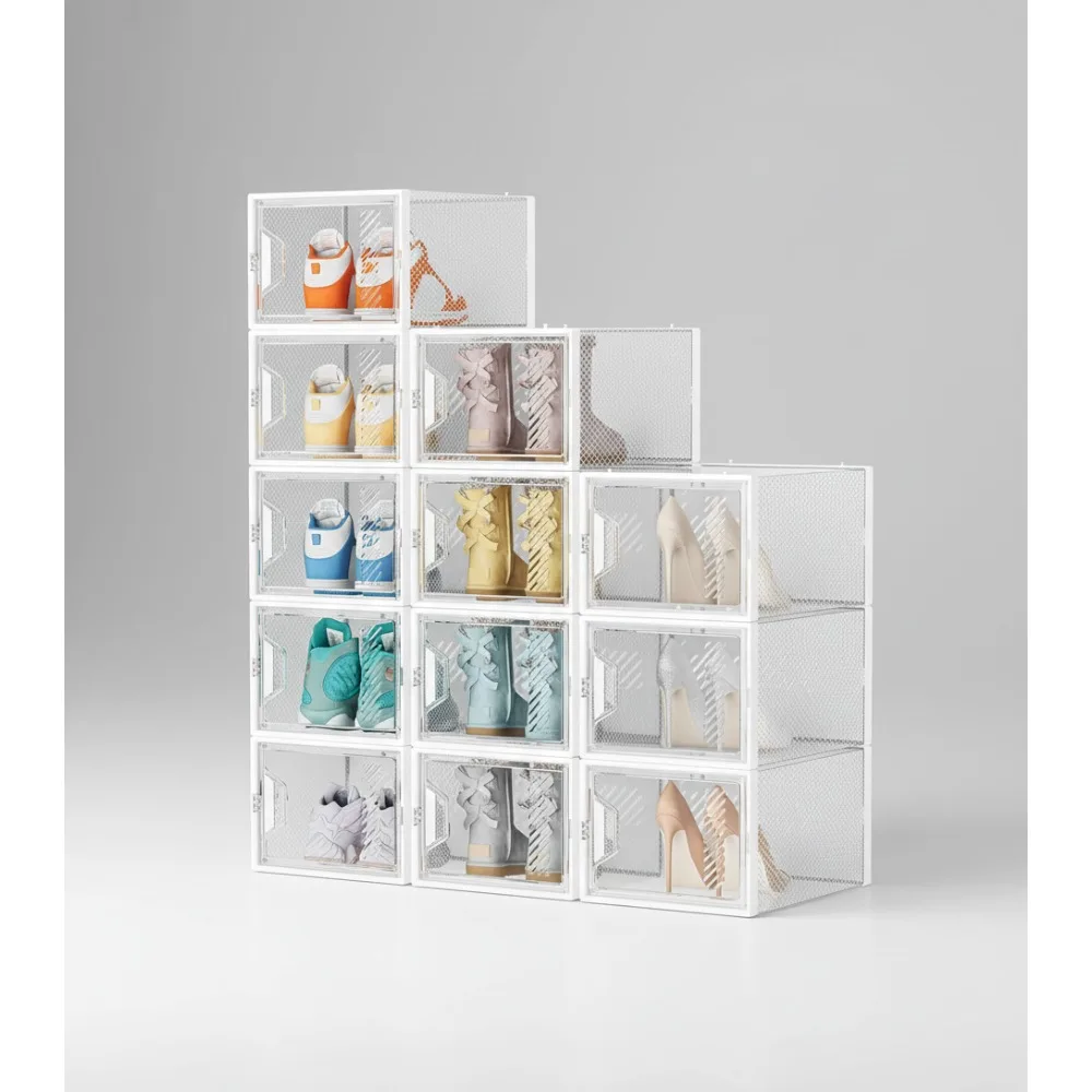 12 Pack Clear Plastic Stackable Shoe Storage Boxes with Magnetic Door for Men Women Large Shoes
12 Pack Clear Plastic Stackable Shoe Storage Boxes with Magnetic Door for Men Women Large Shoes