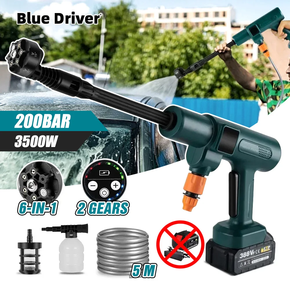 3500 Вт 200 бар бесщеточная электрическая мойка высокого давления 6 в 1 электрический пистолет-распылитель для очистки сада и мытья воды для батареи Makita
3500 Вт 200 бар бесщеточная электрическая мойка высокого давления 6 в 1 электрический пистолет-распылитель для очистки сада и мытья воды для батареи Makita