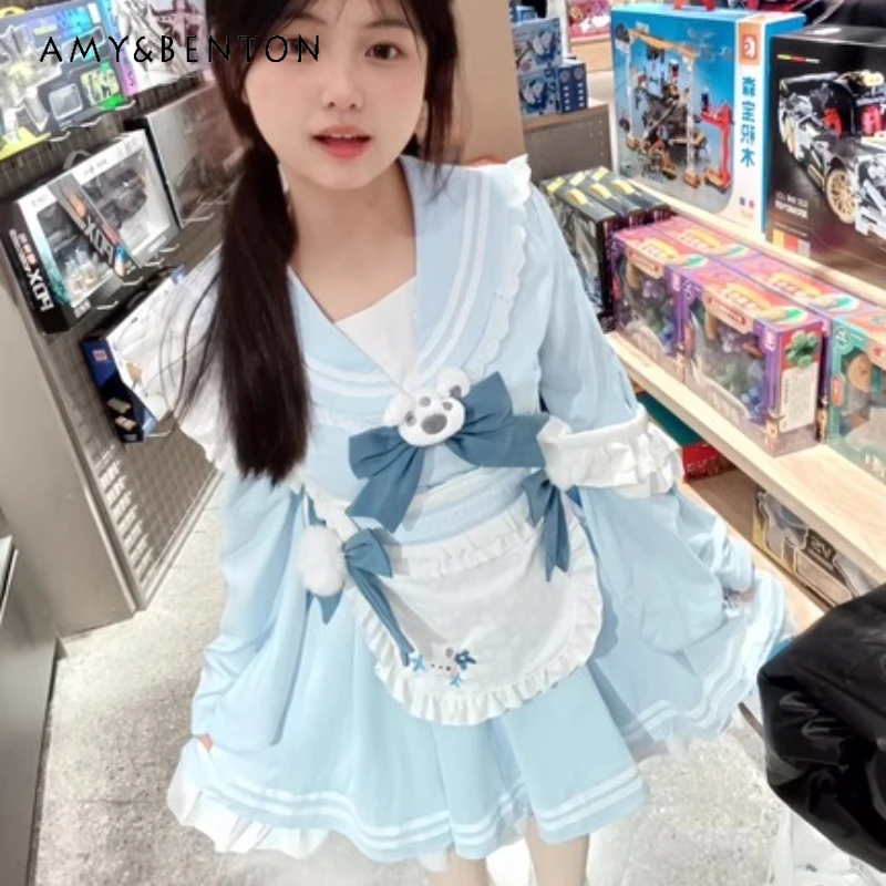2025 New Japanese Autumn Cute Girlish Feeling Small Fresh Waist Navy Collar Lolita Tutu Skirt Bow Apron Suit For Women
2025 New Japanese Autumn Cute Girlish Feeling Small Fresh Waist Navy Collar Lolita Tutu Skirt Bow Apron Suit For Women