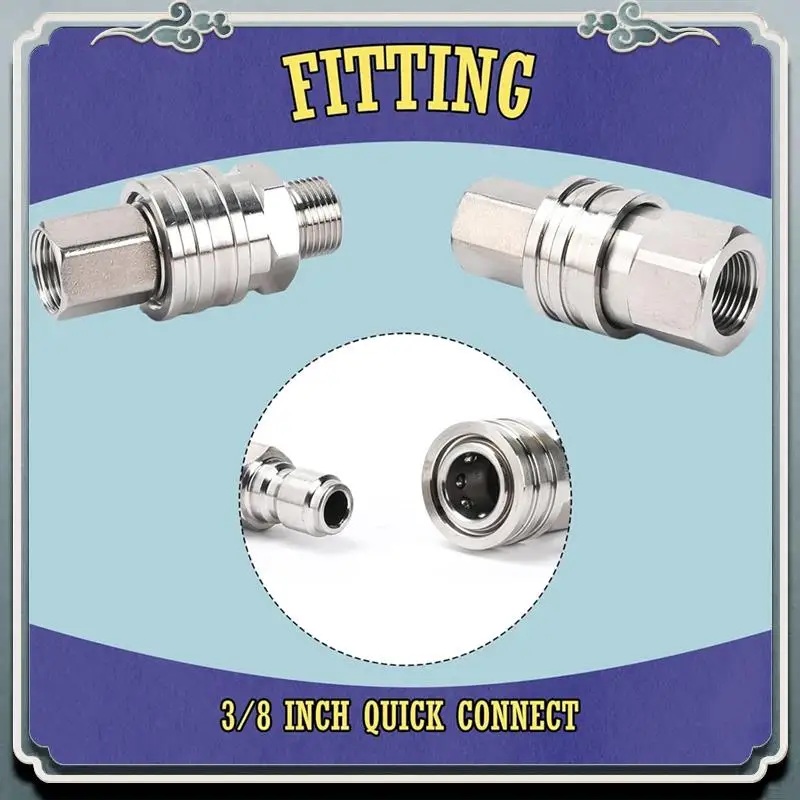Durable Quick Connect Kit 3/8" Quick Connect Fittings, Stainless Steel Adapter Set Female Andmale Threads
Durable Quick Connect Kit 3/8" Quick Connect Fittings, Stainless Steel Adapter Set Female Andmale Threads