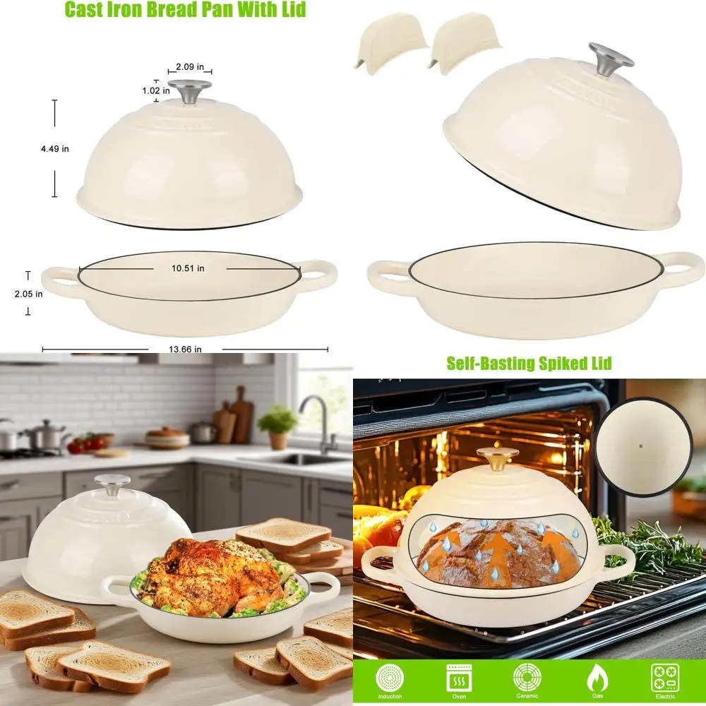 Enameled Cast Iron Dutch Oven, 7-Quart Non-Stick Pot for Bread Baking, Oven and Stovetop Use, White (Ideal for Roasting, Braisin
Enameled Cast Iron Dutch Oven, 7-Quart Non-Stick Pot for Bread Baking, Oven and Stovetop Use, White (Ideal for Roasting, Braisin