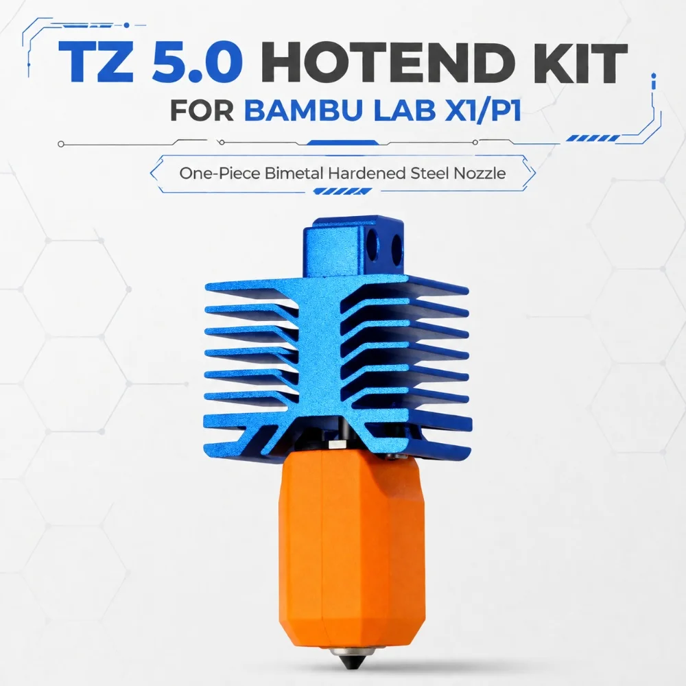 TZ5.0 Hotend Kit For Bambu Lab P1P/P1S One-Piece Bimetal Hardened Steel Nozzle Hot End 0.4mm For Bambulab X1/X1C 3D Printer Part
TZ5.0 Hotend Kit For Bambu Lab P1P/P1S One-Piece Bimetal Hardened Steel Nozzle Hot End 0.4mm For Bambulab X1/X1C 3D Printer Part