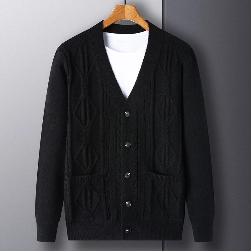 High end brand solid color men's knitted cardigan autumn and winter new fashion exquisite jacquard Korean casual sweater coat
High end brand solid color men's knitted cardigan autumn and winter new fashion exquisite jacquard Korean casual sweater coat