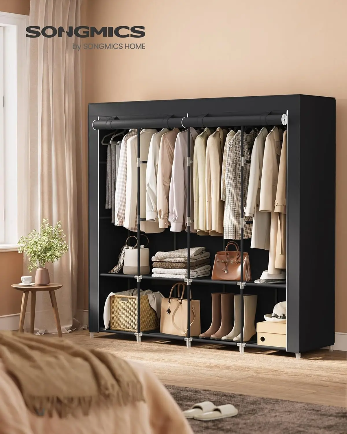 Portable Closet, Wardrobe Closet Organizer with Cover, 4 Hanging Rods and Shelves, 4 Side Pockets
Portable Closet, Wardrobe Closet Organizer with Cover, 4 Hanging Rods and Shelves, 4 Side Pockets