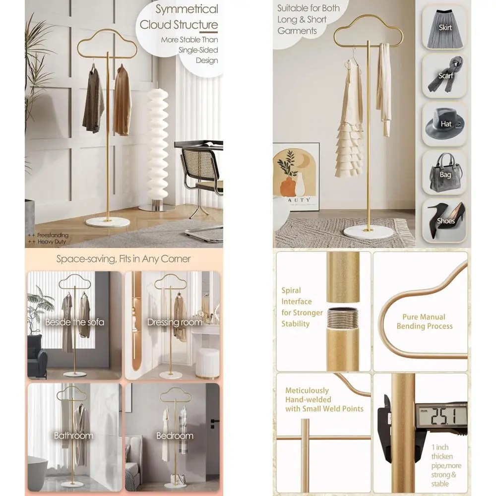Stylish Freestanding Gold Coat Rack with Marble Base for Home & Boutiques
Stylish Freestanding Gold Coat Rack with Marble Base for Home & Boutiques
