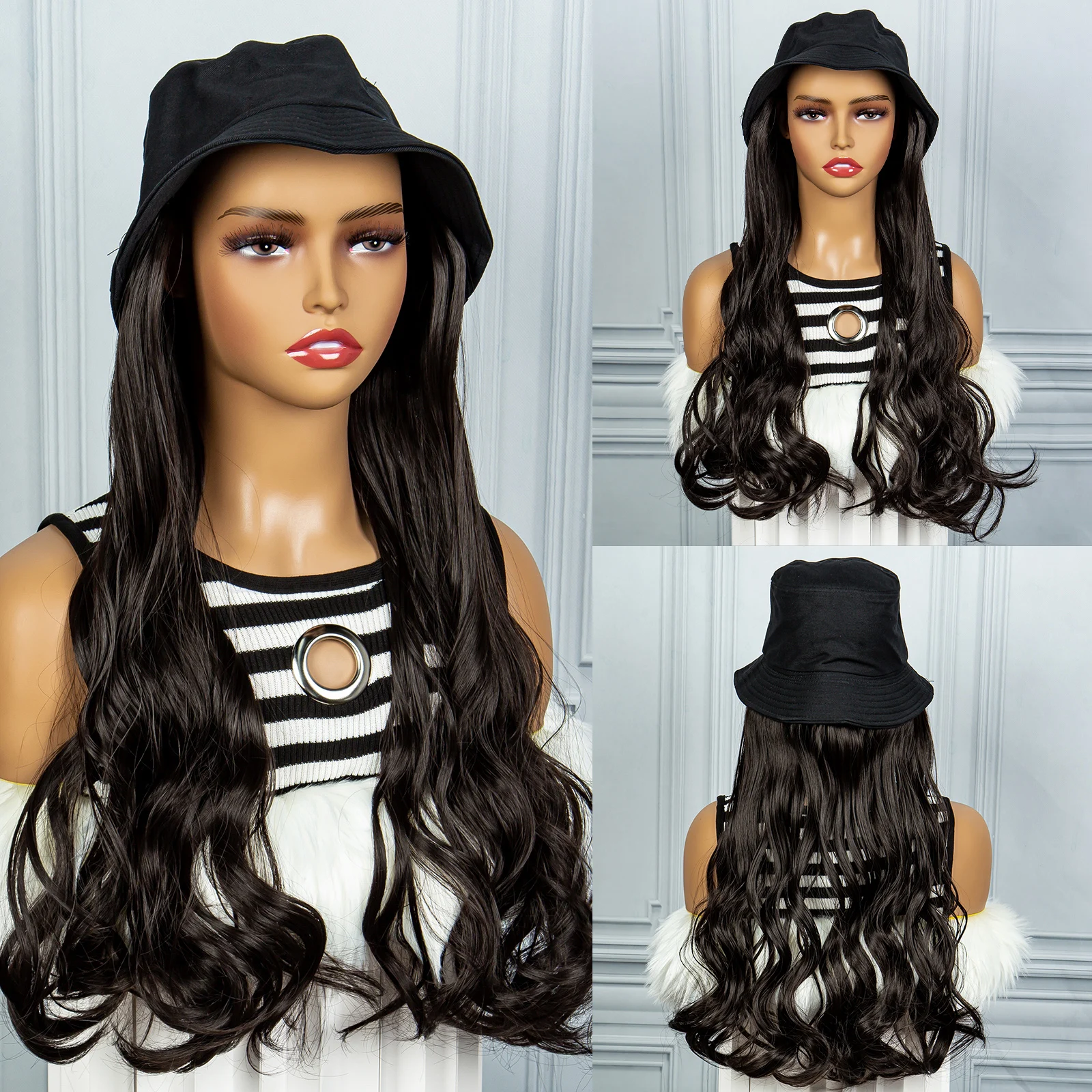 20 Inch Wavy Synthetic Hair Extension Bucket Hat Wavy Hair Extension Machine Made Fiber Hair With Fisherman Hat For Women
20 Inch Wavy Synthetic Hair Extension Bucket Hat Wavy Hair Extension Machine Made Fiber Hair With Fisherman Hat For Women