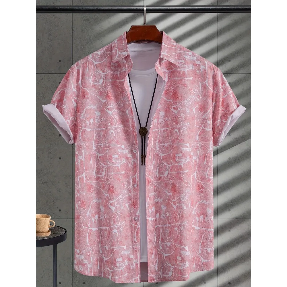 Men Multi Style Dusty Pink Aloha Hawaiian Shirt White Abstract Line Splash Print Short Sleeve Beach Vacation Button Blouse
Men Multi Style Dusty Pink Aloha Hawaiian Shirt White Abstract Line Splash Print Short Sleeve Beach Vacation Button Blouse