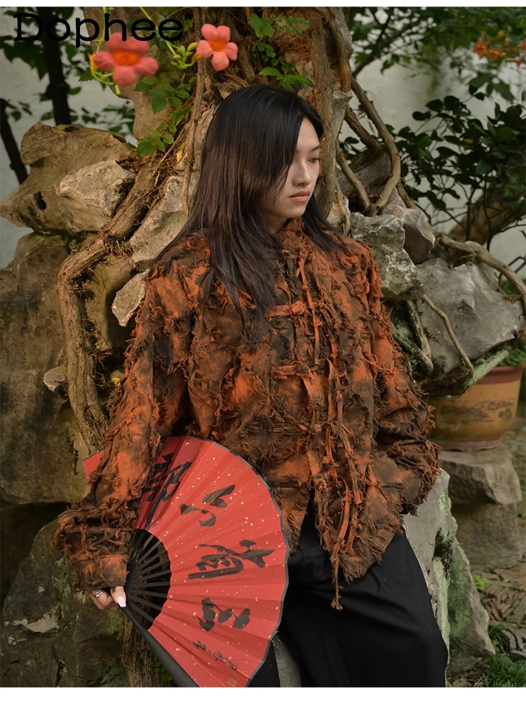 Fashion Retro Tie-Dye Cotton Linen Tops Men's 2025 Autumn New Long Sleeve Single-Breasted Shirts Trendy Tassel Decoration Shirts
Fashion Retro Tie-Dye Cotton Linen Tops Men's 2025 Autumn New Long Sleeve Single-Breasted Shirts Trendy Tassel Decoration Shirts