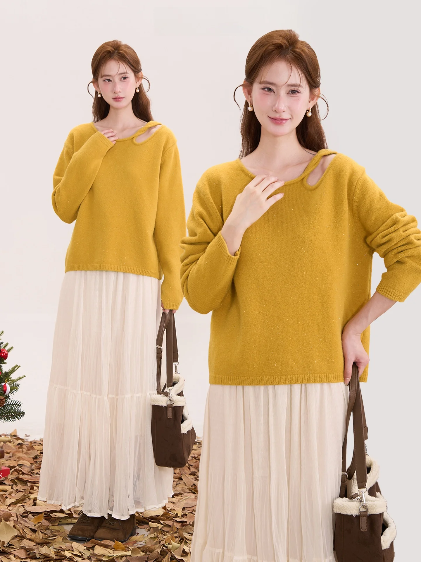 Elegant round Neck Knitted Sweater Shiny Thread Shoulder Hole Women's Winter Top Flower Field Window Heme Soft Polyester Blend
Elegant round Neck Knitted Sweater Shiny Thread Shoulder Hole Women's Winter Top Flower Field Window Heme Soft Polyester Blend