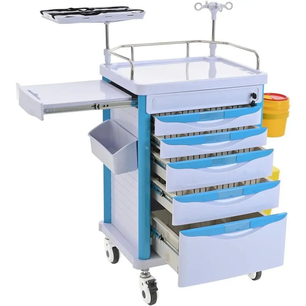 Portable Medical Cart with 5 Drawers, Lockable Wheel Storage, Crash Cart for Medical and Dental Use, ABS Construction, CPR Board
Portable Medical Cart with 5 Drawers, Lockable Wheel Storage, Crash Cart for Medical and Dental Use, ABS Construction, CPR Board