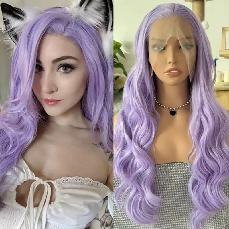 Purple Deep Wave Wig Synthetic Lace Wigs For Women Long Body Wave Lace Wigs Daily Wear Light Purple Wig Cosplay Frontal Lace Wig
Purple Deep Wave Wig Synthetic Lace Wigs For Women Long Body Wave Lace Wigs Daily Wear Light Purple Wig Cosplay Frontal Lace Wig