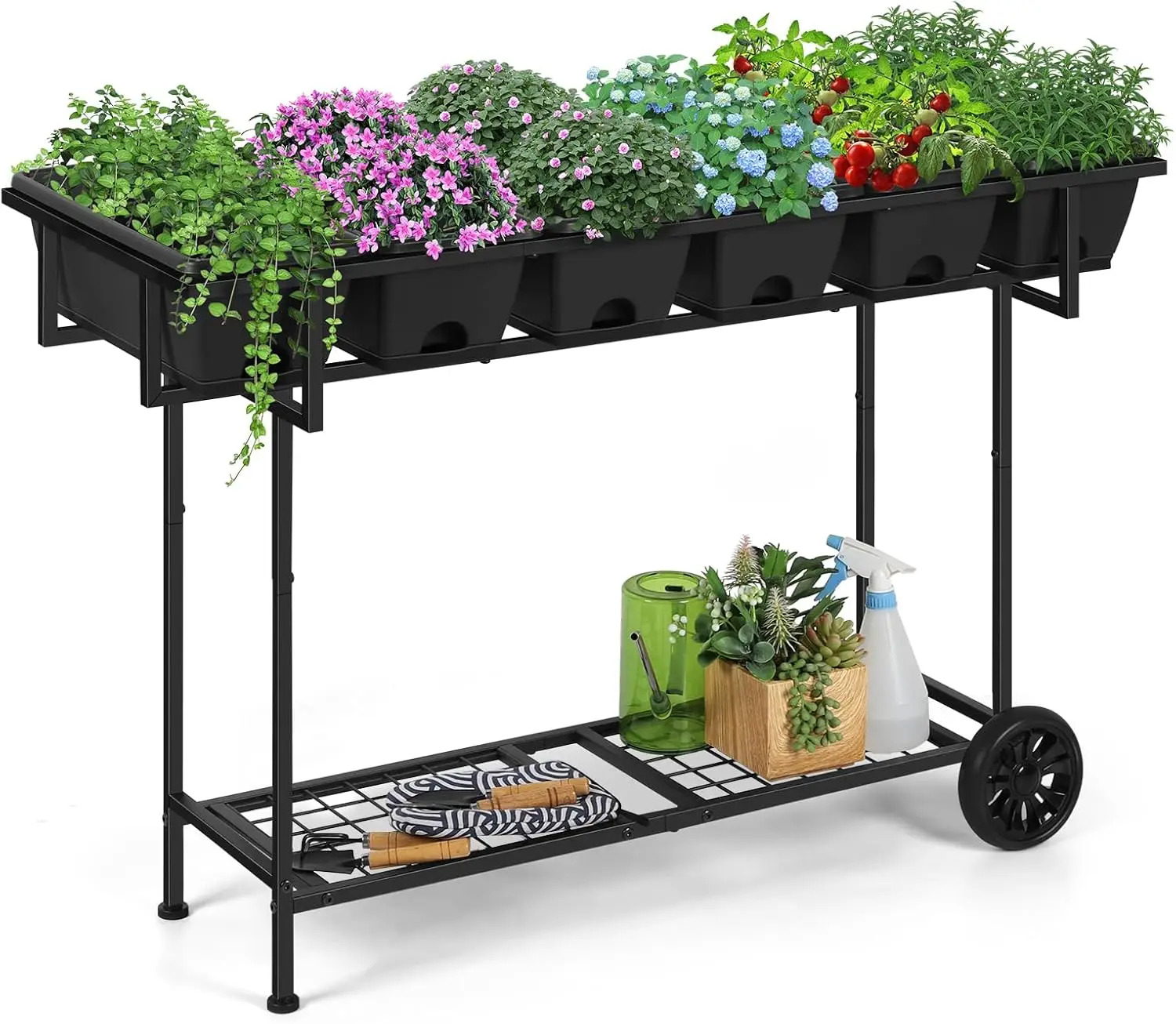 Raised Garden Bed with Legs 43x17x29 in Elevated Planter Box with Storage Shelf and Wheels for Vegetables Herbs Flowers
Raised Garden Bed with Legs 43x17x29 in Elevated Planter Box with Storage Shelf and Wheels for Vegetables Herbs Flowers