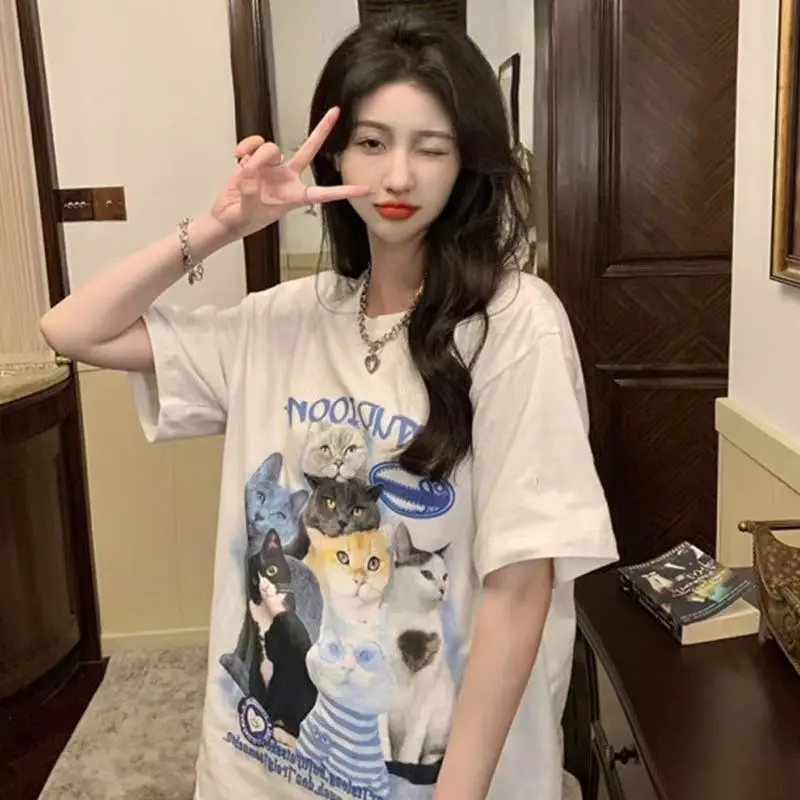 Many Cute Cat Printed T-shirt for Men and Women Summer Fashion Trend Casual Comfy Pure Cotton Couple Short Sleeve Top Ins Y2k
Many Cute Cat Printed T-shirt for Men and Women Summer Fashion Trend Casual Comfy Pure Cotton Couple Short Sleeve Top Ins Y2k