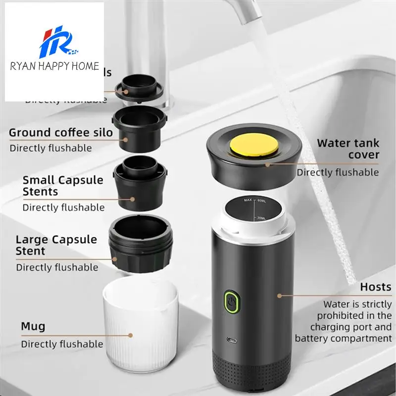 Electric Portable Espresso Coffee Machine For Camping, Wireless 3-In-1 Capsule And Powder Coffee Maker
Electric Portable Espresso Coffee Machine For Camping, Wireless 3-In-1 Capsule And Powder Coffee Maker
