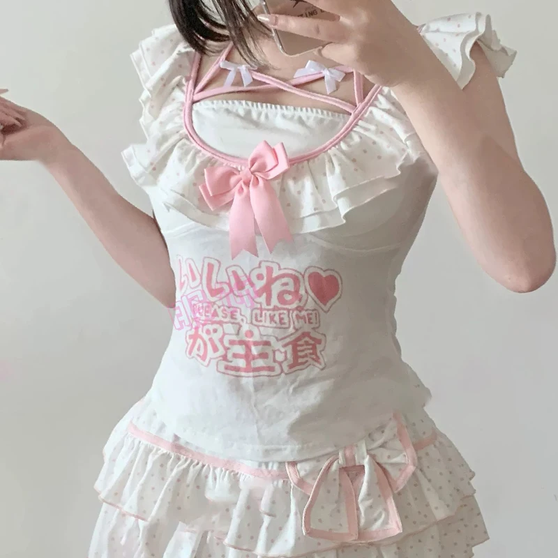 Women clothing Sweet Polka Dot Cute Printed T-shirt Bow Short Sleeves White Harajuku Y2k Women Tees Summer Kawaii Japanese Tops
Women clothing Sweet Polka Dot Cute Printed T-shirt Bow Short Sleeves White Harajuku Y2k Women Tees Summer Kawaii Japanese Tops