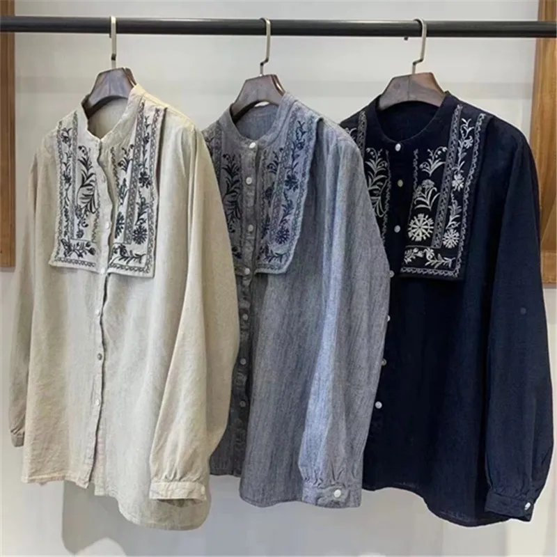 Johnature Retro Ethnic Style Embroidered Shirt Cotton Linen Women Spring New Casual Japanese Loose Versatile Patchwork Tops
Johnature Retro Ethnic Style Embroidered Shirt Cotton Linen Women Spring New Casual Japanese Loose Versatile Patchwork Tops