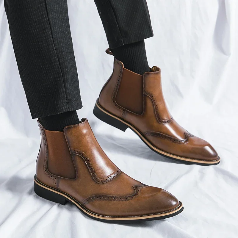 New Brown Chelsea Boots for Men Ankle Business Square Toe Slip-On Mens Boots Size 38-45
New Brown Chelsea Boots for Men Ankle Business Square Toe Slip-On Mens Boots Size 38-45