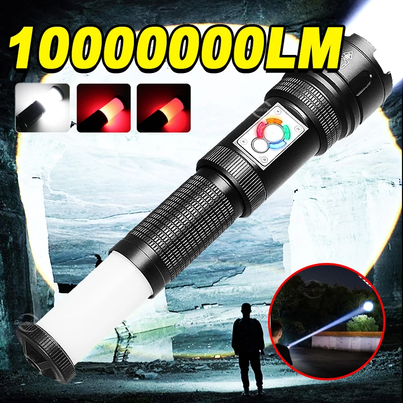 Portable Ultra Powerful Flashlight High Power Rechargeable Led Long Range Lighting Torch With Tail Light Camping Hiking Lamp
Portable Ultra Powerful Flashlight High Power Rechargeable Led Long Range Lighting Torch With Tail Light Camping Hiking Lamp