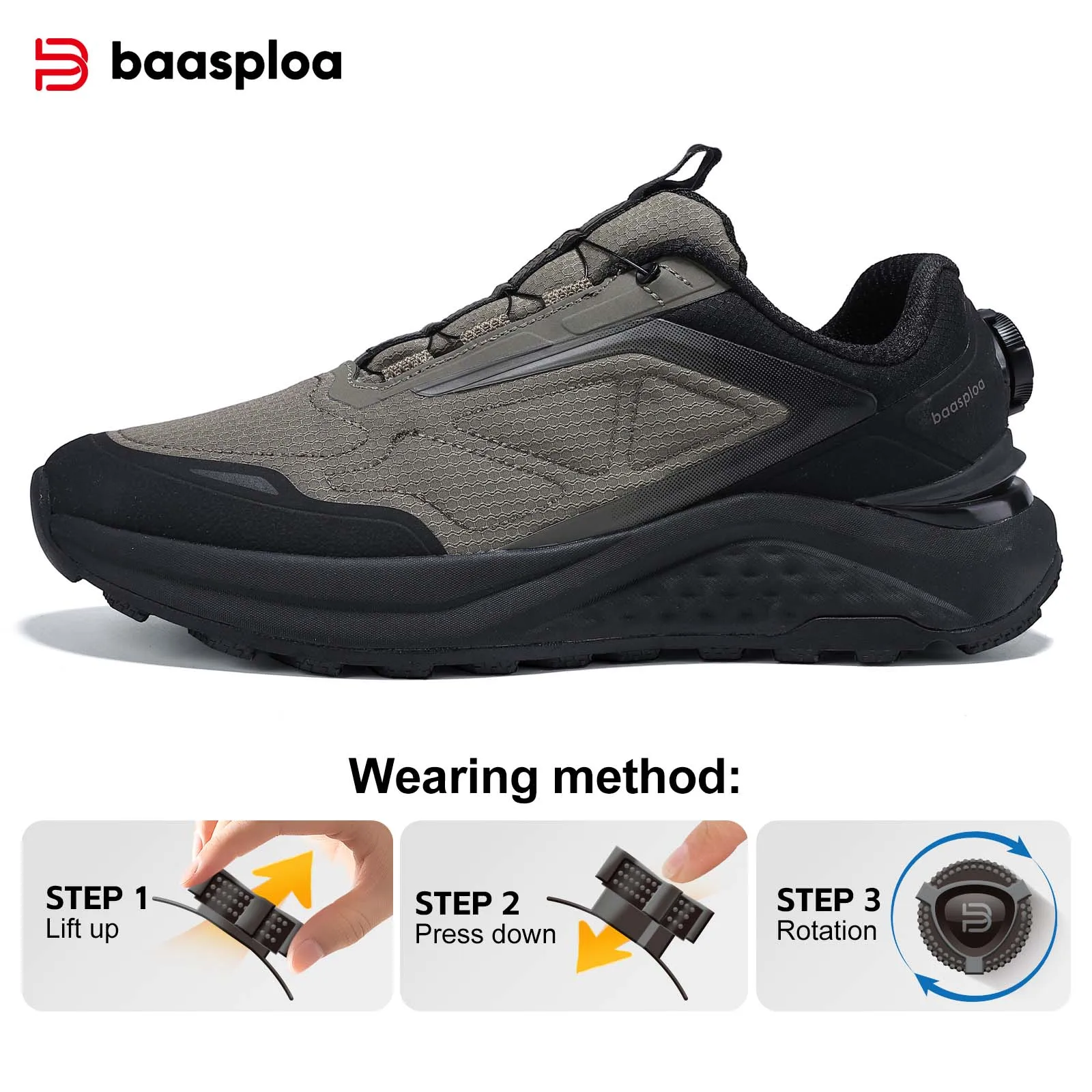 Baasploa Men Hiking Shoes New High Quality Male Trail Running Sneakers Anti-Skid Wear-Resistant Rotating Button Outdoor Shoes
Baasploa Men Hiking Shoes New High Quality Male Trail Running Sneakers Anti-Skid Wear-Resistant Rotating Button Outdoor Shoes