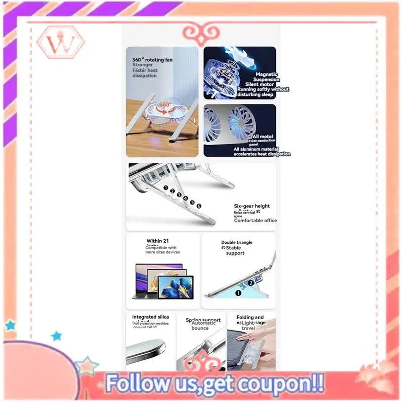 Upgraded Foldable Laptop Stand With Cooling Fan Cooler Pad For Tablet Enhanced Cooling Support And Portable Design D
Upgraded Foldable Laptop Stand With Cooling Fan Cooler Pad For Tablet Enhanced Cooling Support And Portable Design D