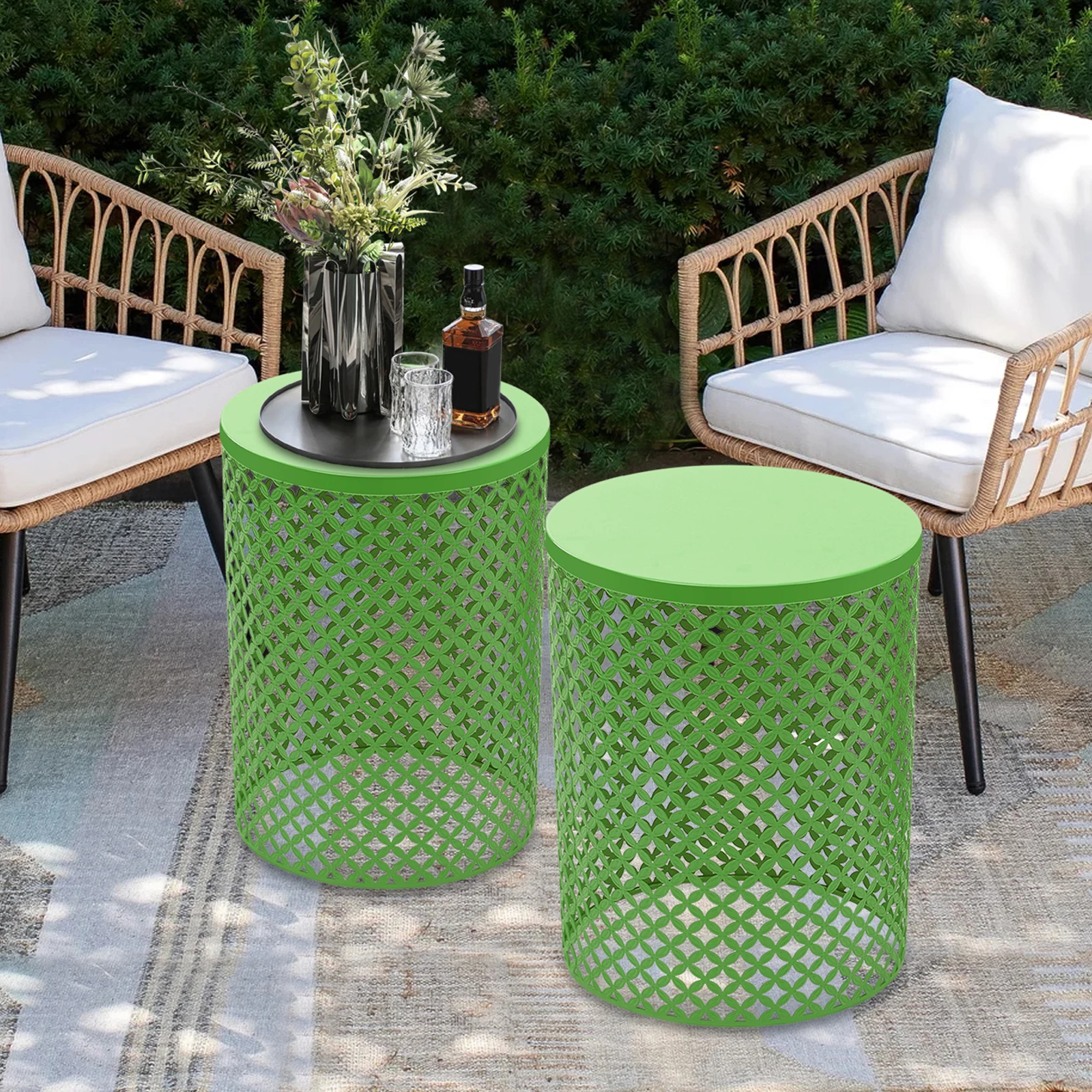 2PCS Green Side Table Metal Frame Accent Table Modern Openwork Pattern End Table
2PCS Green Side Table Metal Frame Accent Table Modern Openwork Pattern End Table
