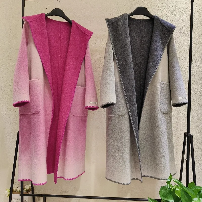 New Double Sided Cashmere Coat Women Korean Gradient Casual Hooded Wool Coat Winter Long Loose Fashion Lace-up Wool Coat Women
New Double Sided Cashmere Coat Women Korean Gradient Casual Hooded Wool Coat Winter Long Loose Fashion Lace-up Wool Coat Women