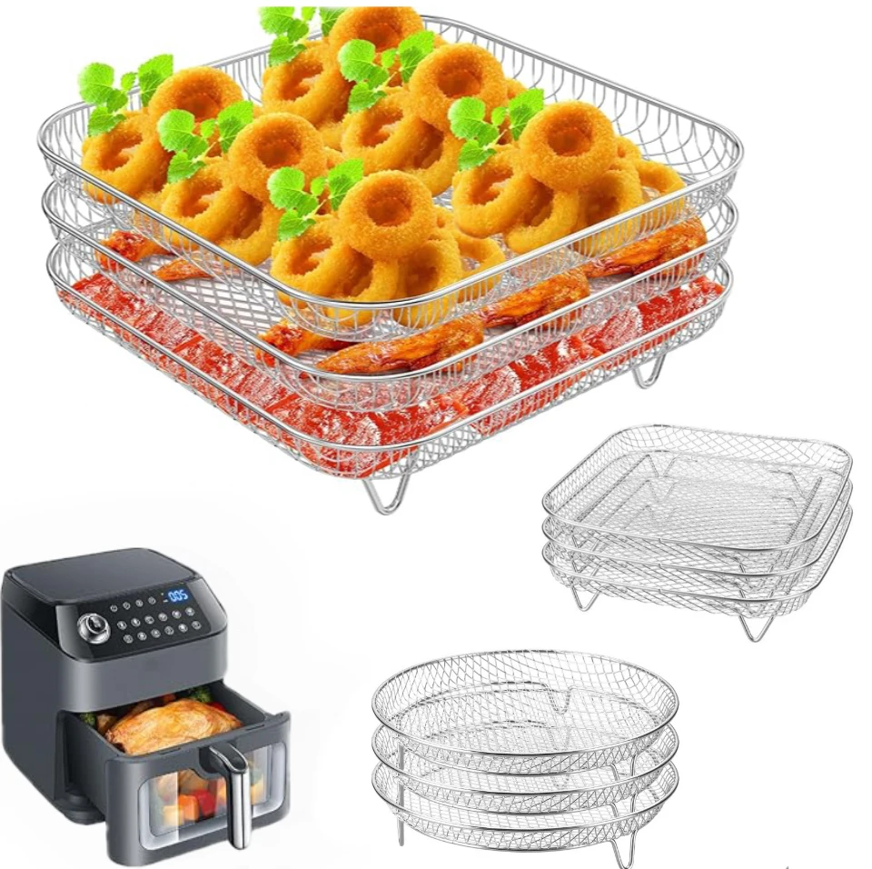 3-Layer Stainless Steel Air Fryer Rack Thickened Stackable Grill Air Fryer Oven Grill Kitchen Cooking Tools
3-Layer Stainless Steel Air Fryer Rack Thickened Stackable Grill Air Fryer Oven Grill Kitchen Cooking Tools