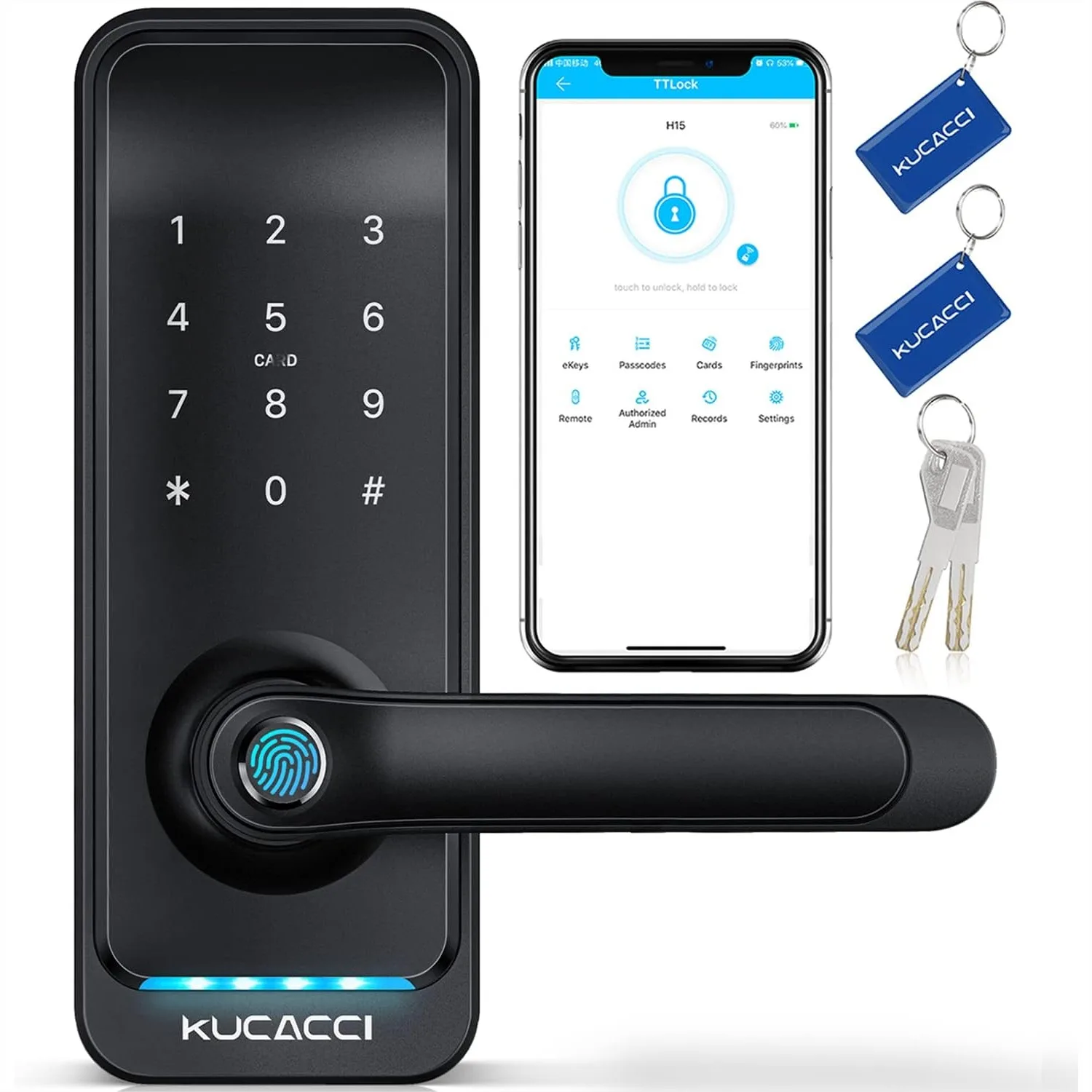 Smart Door Lock with Handle, Keyless Entry Digital Door Lock for Front Door, Fingerprint Keypad Smart Knob, Remote Access via
Smart Door Lock with Handle, Keyless Entry Digital Door Lock for Front Door, Fingerprint Keypad Smart Knob, Remote Access via