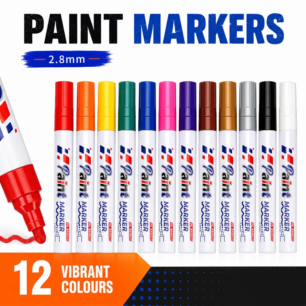1/8/12 Colors Oil Based Paint Markers Waterproof Permanent Paint Pen Metal Glass Stone DIY Painting Outlining School Office Tool
1/8/12 Colors Oil Based Paint Markers Waterproof Permanent Paint Pen Metal Glass Stone DIY Painting Outlining School Office Tool