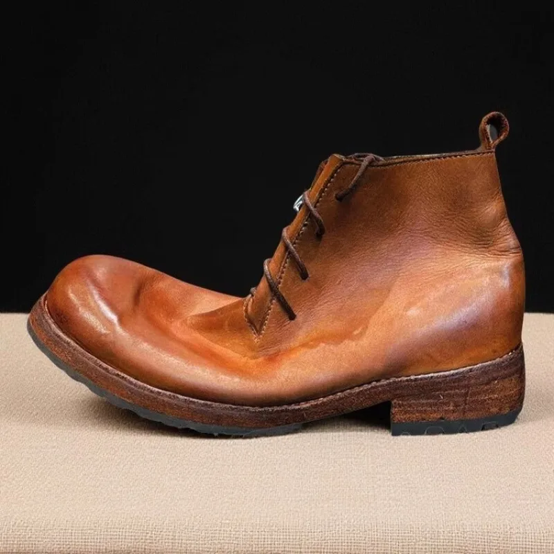 Промытые итальянские ботинки ручной работы из воловьей кожи, мужская обувь, мужские мотоциклетные ботинки челси из натуральной кожи в британском стиле с круглым носком 
Промытые итальянские ботинки ручной работы из воловьей кожи, мужская обувь, мужские мотоциклетные ботинки челси из натуральной кожи в британском стиле с круглым носком